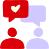 RMH_icons_Companionship_RGB Hand drawn icon of 2 people talking