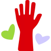 RMH_icons_Volunteers_RGB Hand drawn icon of hand with hearts